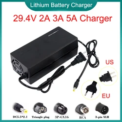 29.4V 2A 3A 5A Li-ion Battery Smart Charger AC110-240V For 24V 25.2V 25.9V 7Series E-two wheelers Lithium Cells Fast Charging EU