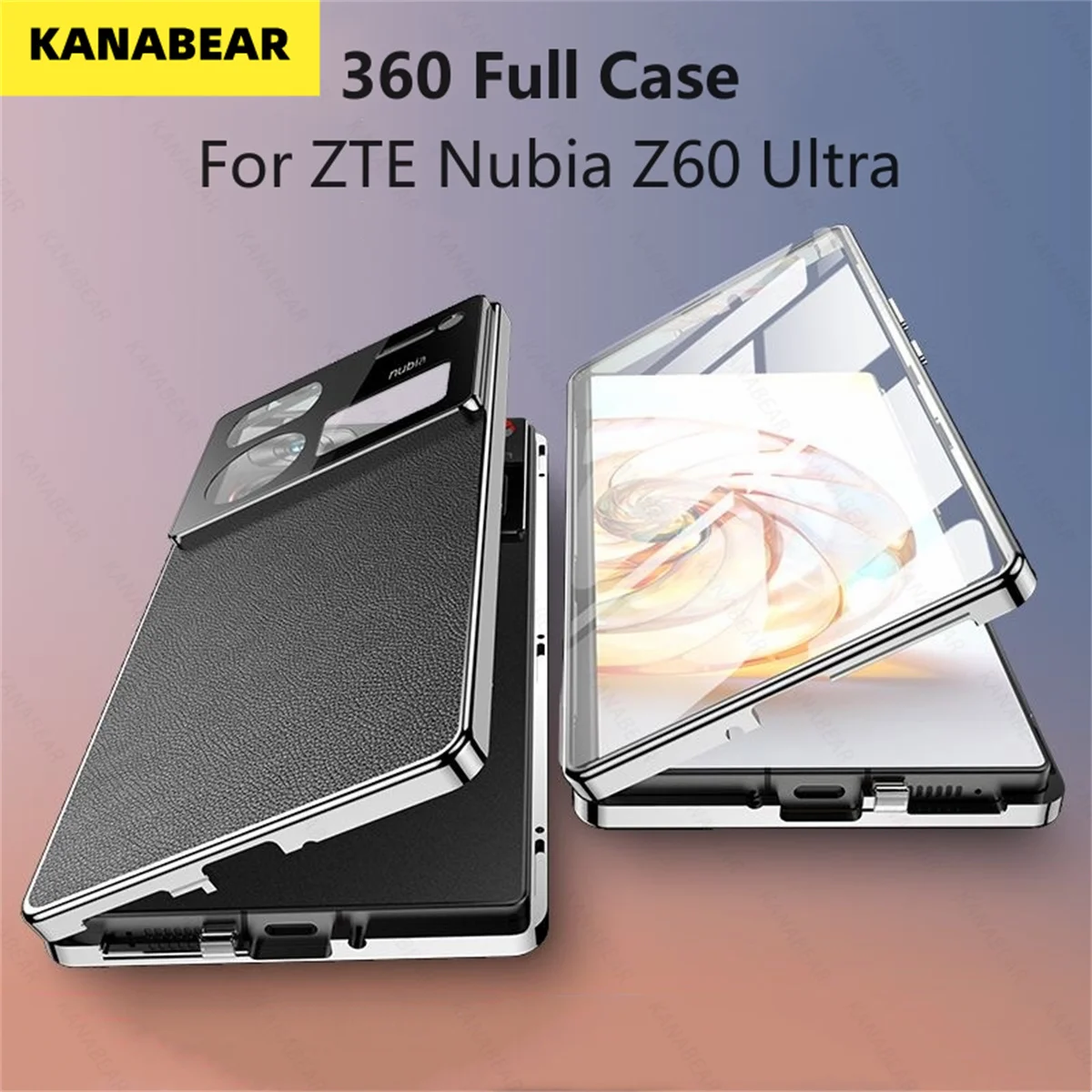 

360 Full Case For ZTE Nubia Z60 Ultra Case Tempered Glass Leather Cover For Nubia Z60Ultra Shell Double Sided Protection Bumper