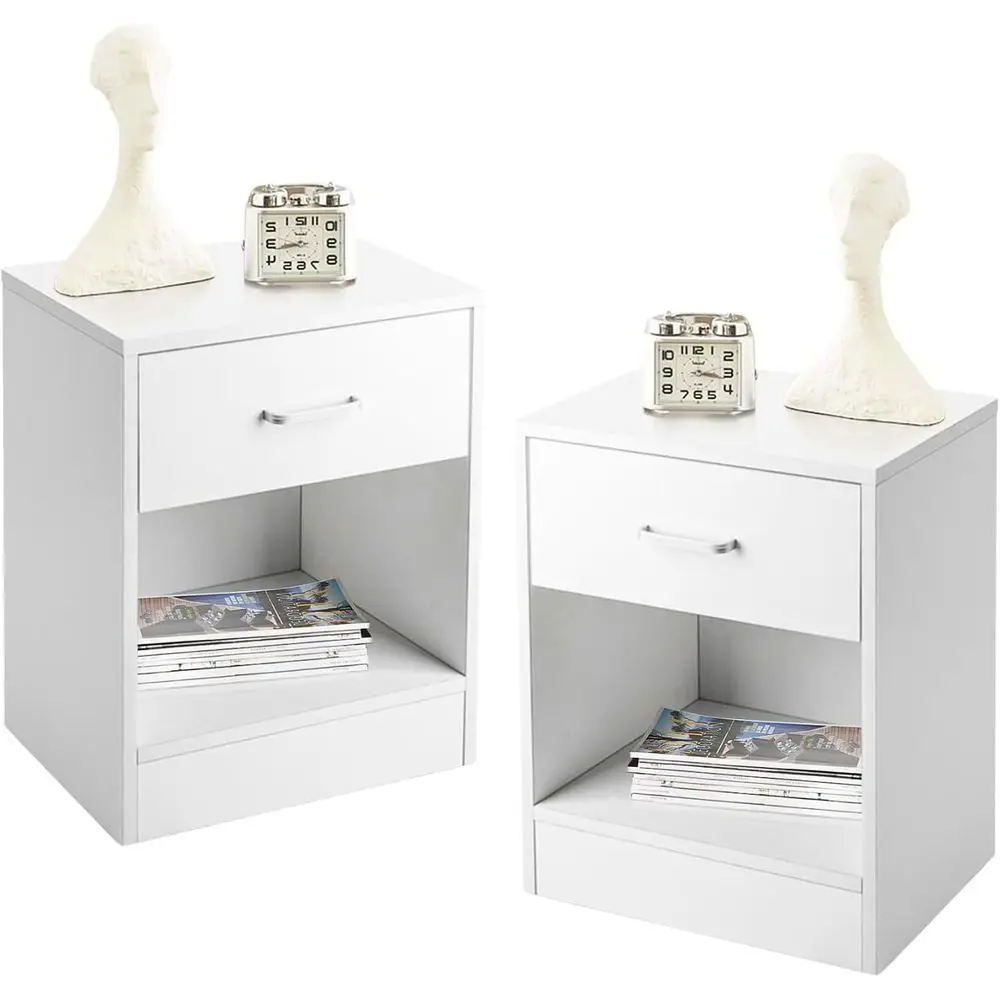 

Black Wood Nightstand Set Bedroom Bedside Table Open Shelf Modern End Table 2pcs, Customized bedroom furniture mesa de noche