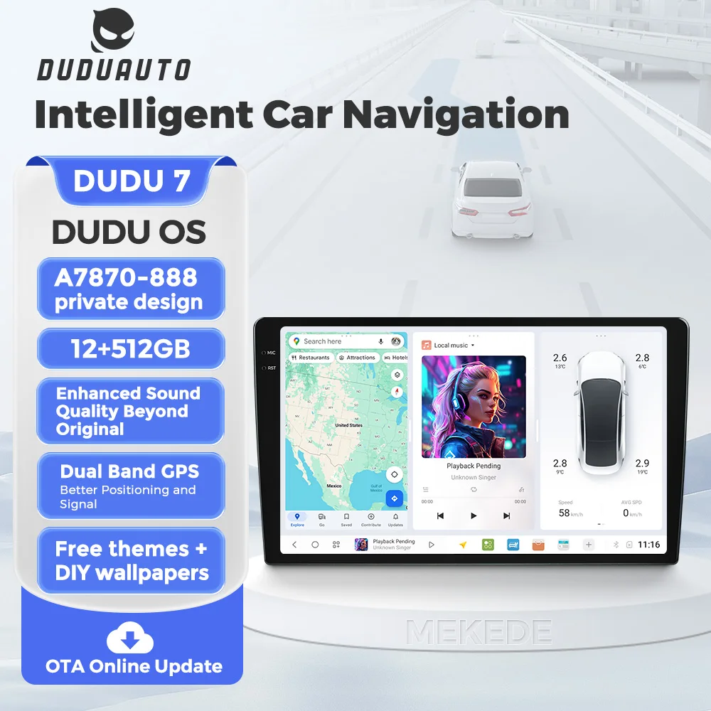 DUDUAUTO autoradio 9.5/10.36 pollici universale Android 13 HD lettore Video multimediale CarPlay navigazione automatica Stereo FM BT 4G + WiFi