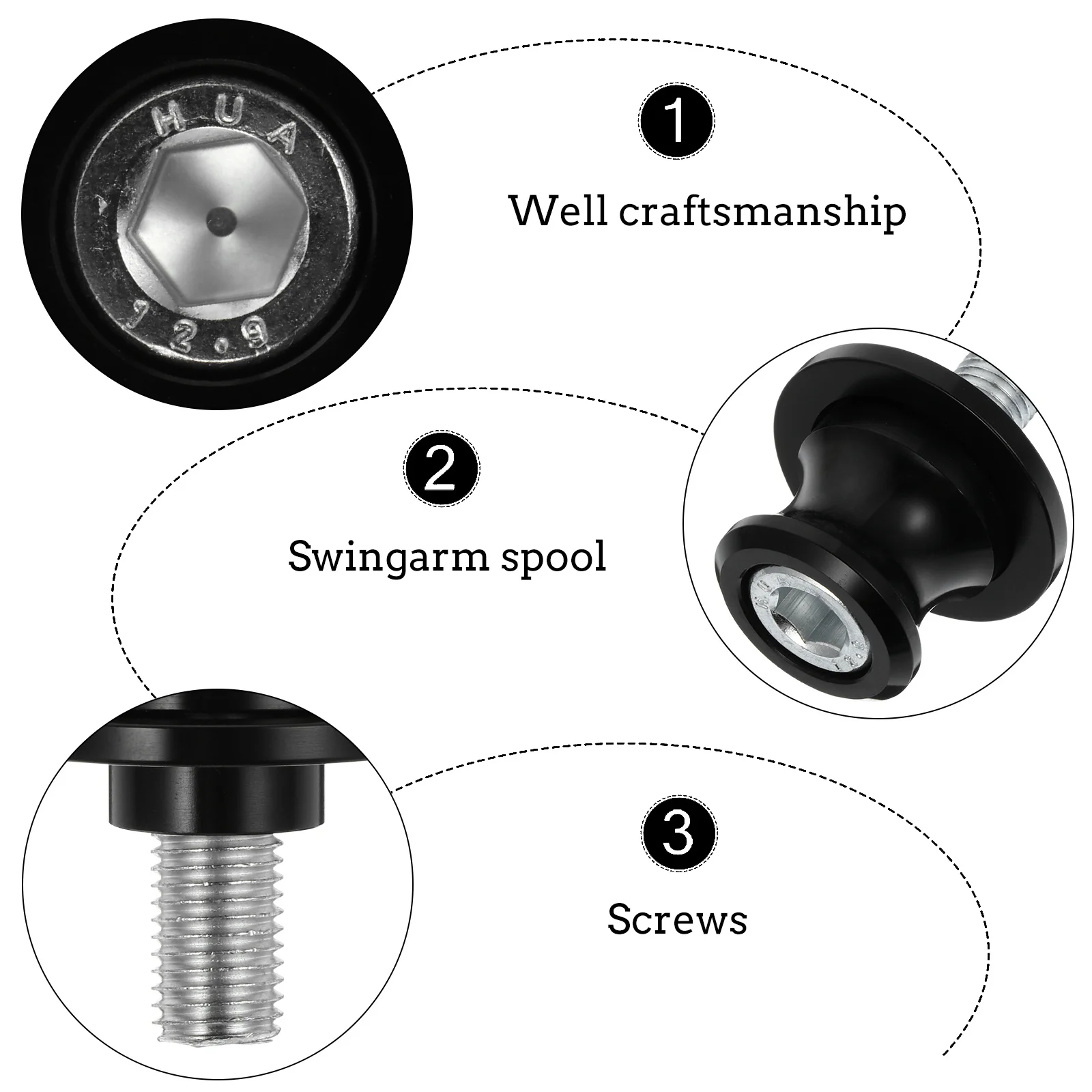 

1Pair Motorcycle Spools Slider Stand Screws High Hardness Aluminum Motorcycle Arm Ring Rugged Guide Roller Slider Rear Wheel