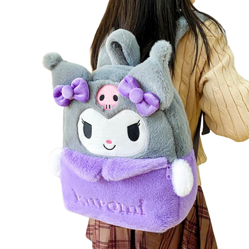 Kuromi & My Melody girls Plush Backpack Large Capacity Versatile Design Ideal Gift For Holidays And Everyday Use