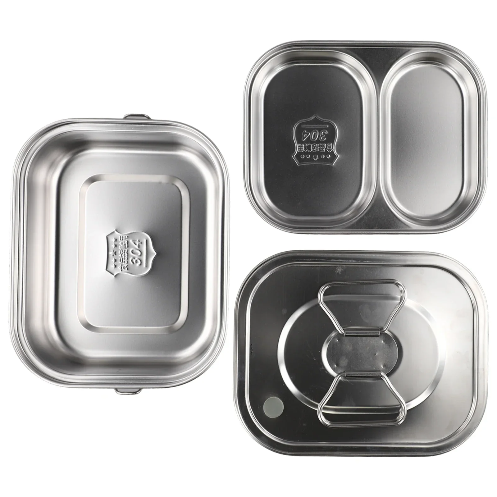 تصميم مانع للتسرب صندوق غداء من الفولاذ المقاوم للصدأ مقاوم للتسرب أدوات تنظيف منزلية واسعة بطبقة مزدوجة #4