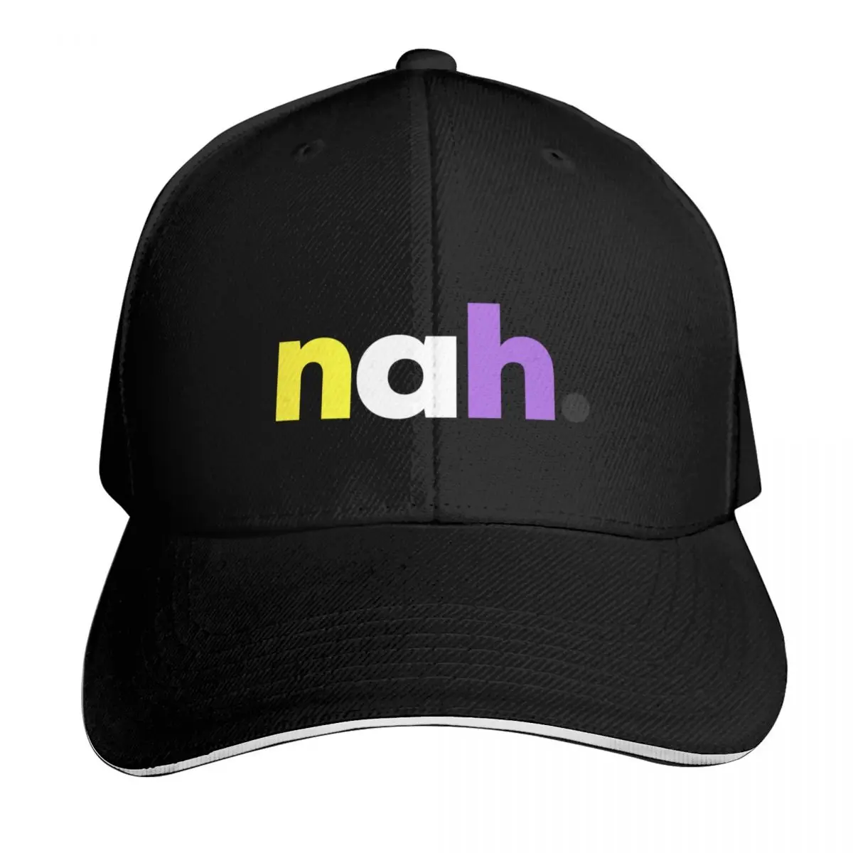 nah. LGBTQ Nonbinary Pride Baseball Cap Adjustable Buckle Closure Moisture Wicking Quick Dry Curved Brim Classic Fit