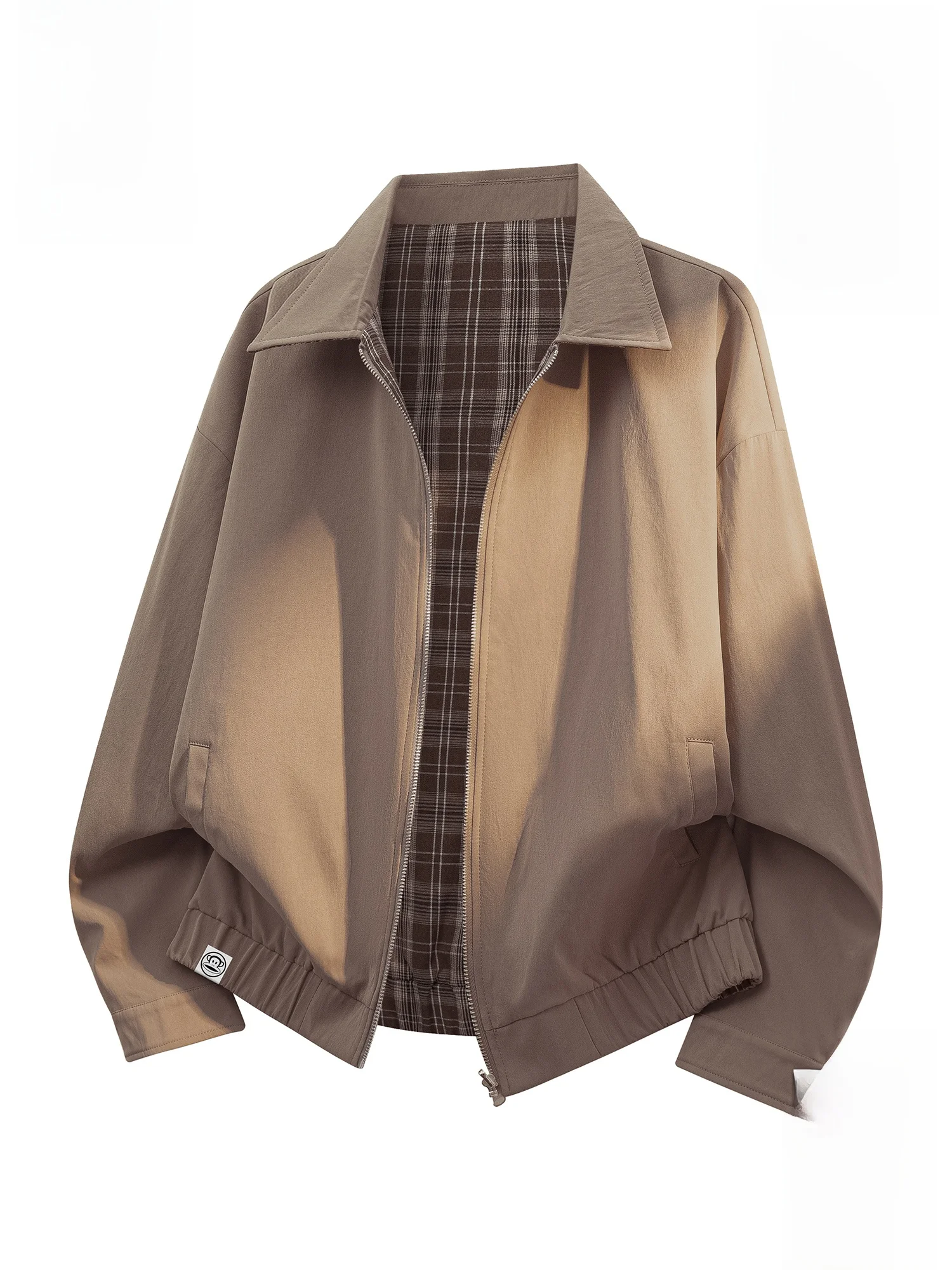 

PaulFrank American Retro Workwear Jaet Loose Fit Collared Monkey Print Spring Casual Wear Polyester Fiber Long Sve Zipper