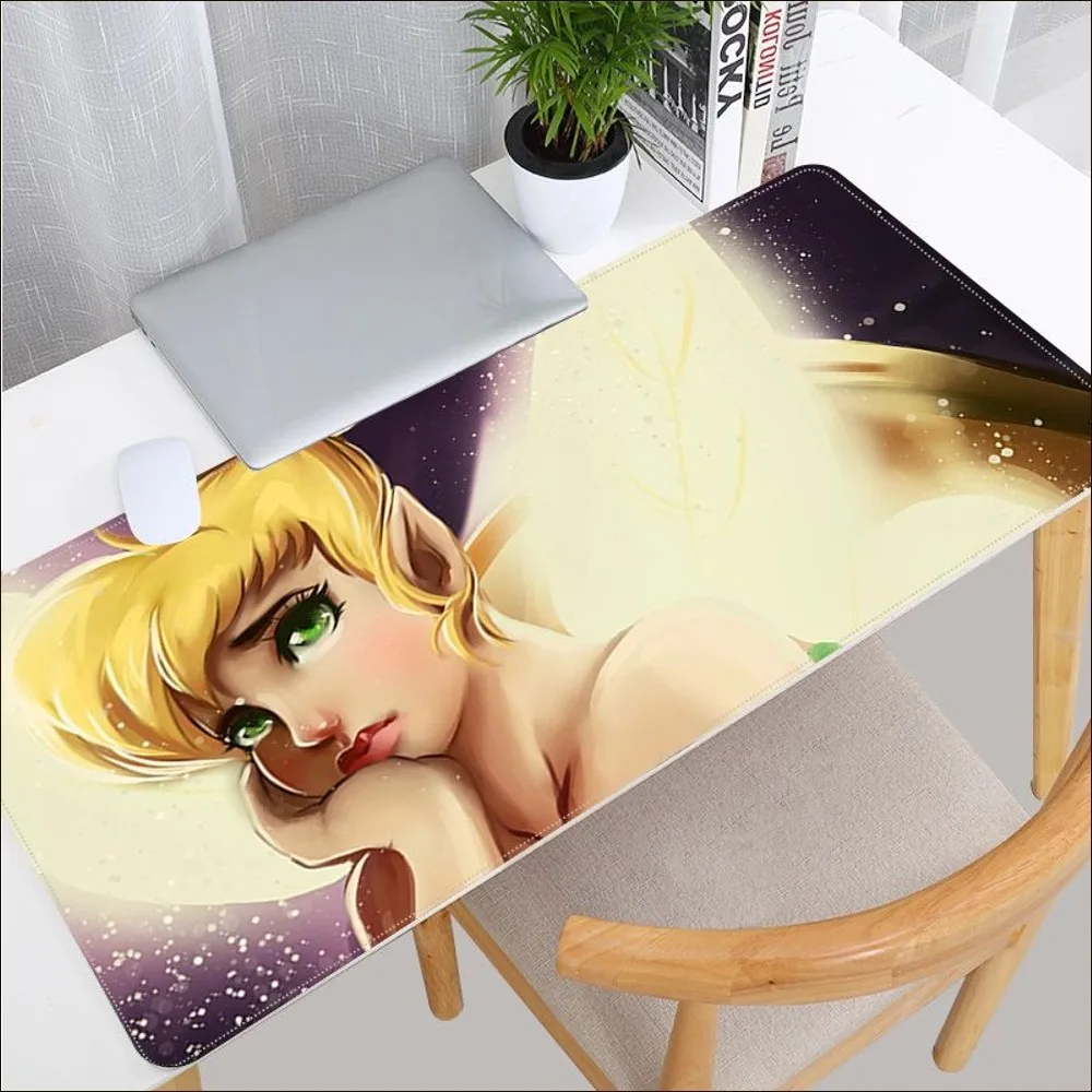 Disney Art Tinkerbell And Peter Mousepad Beautiful Large Gaming Mousepad L XL XXL Gamer Mouse Pad Size For Game Keyboard Pad