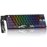 womier WK61 PRO Black Kanagawa Keyboard with QMK VIA Wired Mechanical Gaming Keyboard with Strap RGB Backlit Hot Swap Keyboard