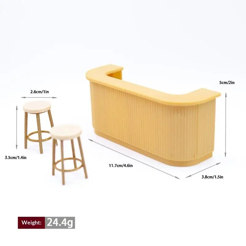 3 stks Plastic Meubels Speelhuis Miniatuur Tafel Stoel 112 Schaal Poppenhuis Bar Scène Model Pop Accessoires