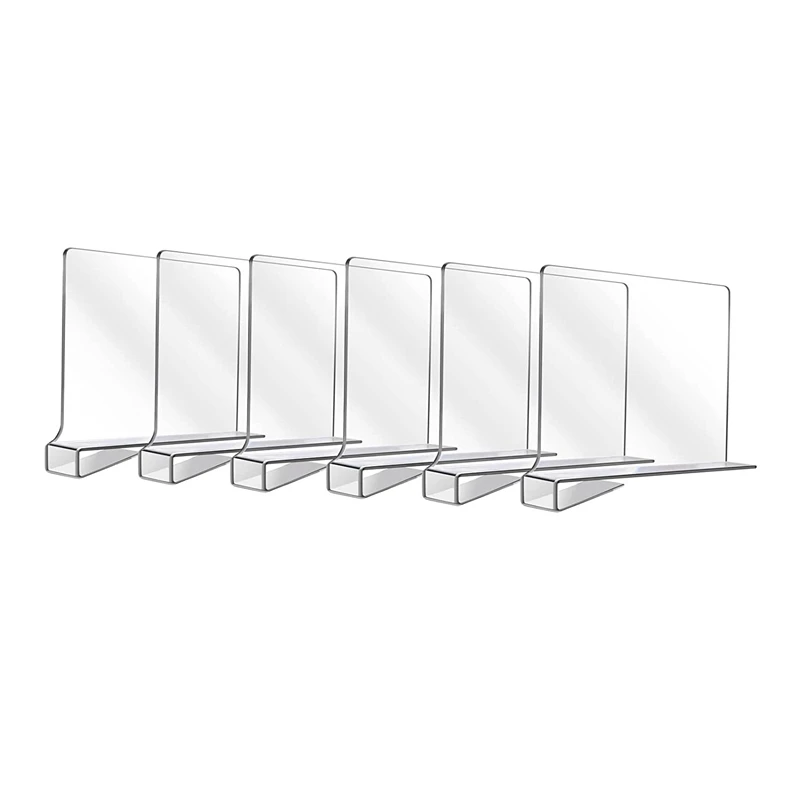 Hot 6 PCS Shelf Dividers For Closet Organization Acrylic Closet Shelf Divider For Wooden Shelving Suitable For Kitchen