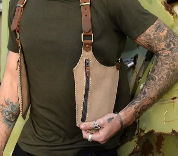 Men Medieval Underarm Wallet Shoulder Holster Bag Punk Vintage Vest Adjustable Cross Body Strap Phone Pocket Utility Pouch