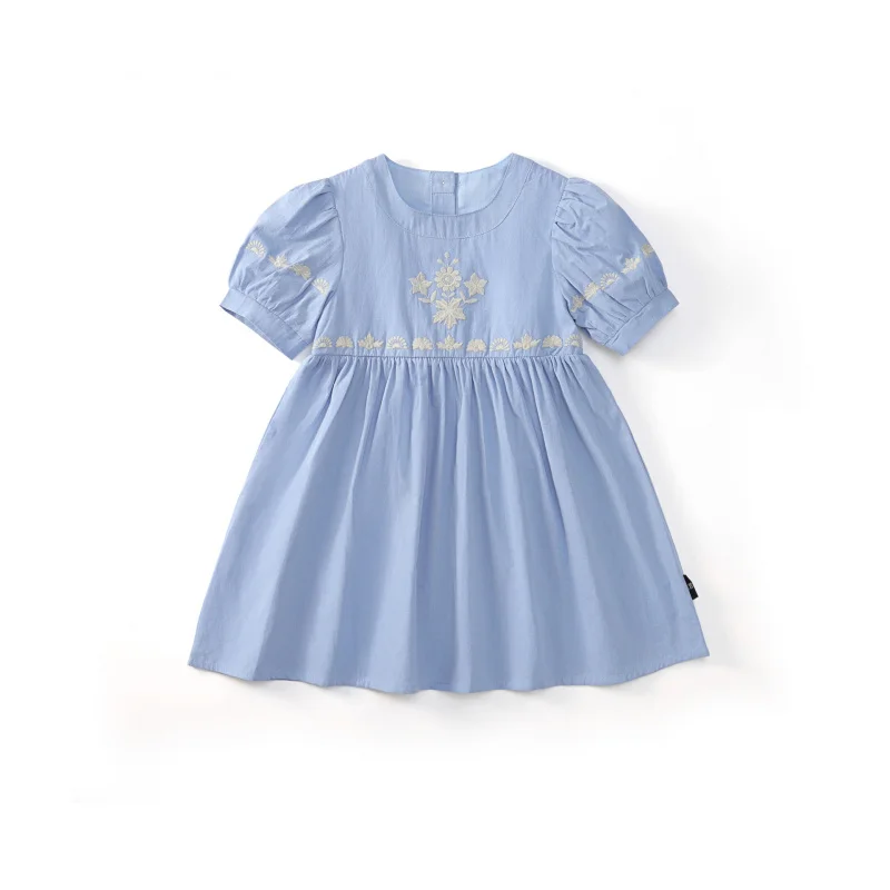 

Girls2025Summer Short Sleeve New Fashionable French Style Heavy Embroidery Princess Dress