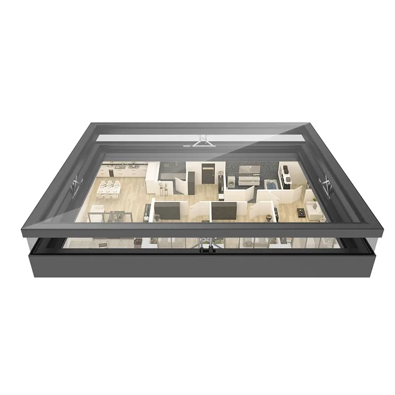 High quality flat roof living room oversized lightweight breathable electric rising skylight