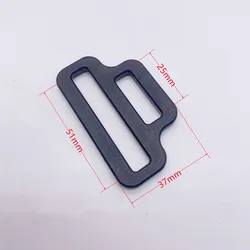 Fibbie triangolari in plastica nera, anelli rettangolari, pulsanti, Hardware per cinturini, fettuccia per borse, fai da te, diametro interno 51mm + 25mm