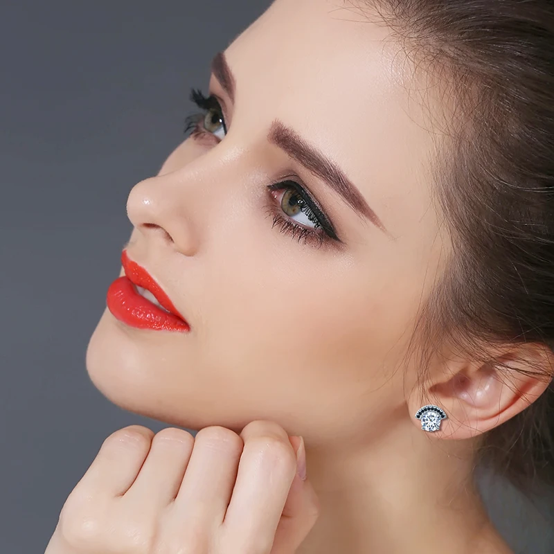2024 New Genuine 925 Sterling Silver Fine Jewelry Trendy Wedding Stud Earrings for Women Female I026