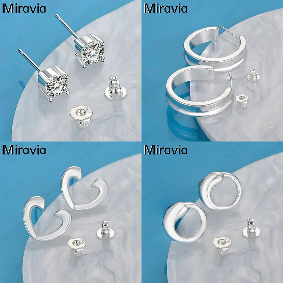 

Miravia 925 Sterling Silver 23mm Smooth Curved Column Earrings For Women, Fashionable And Versatile, Engagement And Wedding Jewe