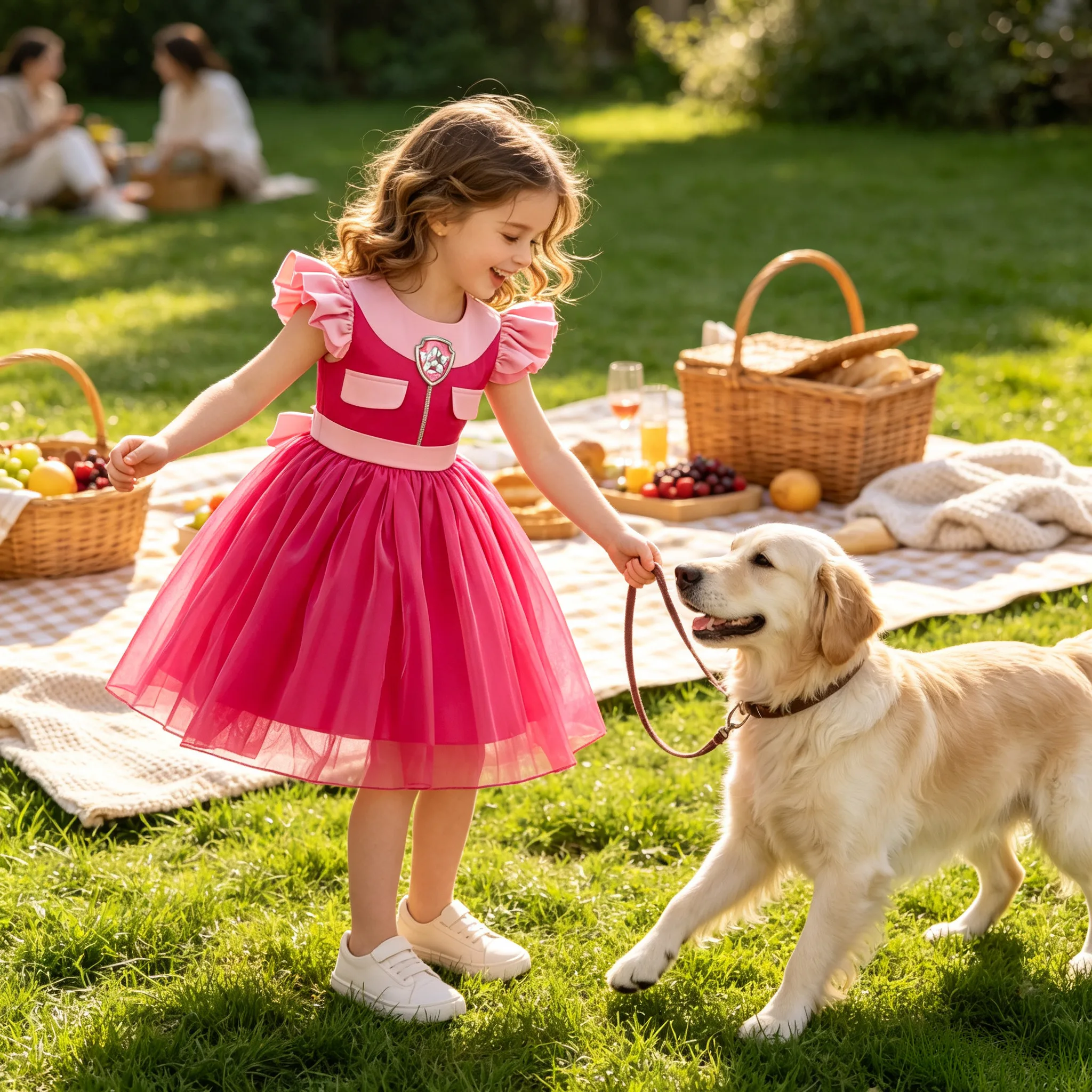 Cartoon Dog Leader Outfit Girls Dress Skye Princess Birthday Party Performance Dress For Kids Carnival Halloween Fantasy Clothes