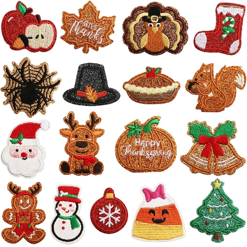 

Рождественские термонашивки для одежды, куртки, пришивные аппликации, вышитые нашивки