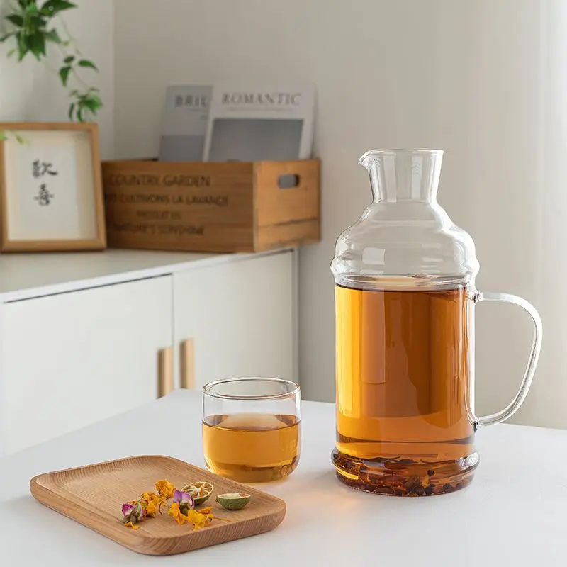 2L Large Capacity Glass Cold Water Kettle Heat-resistant Explosion-proof Thickened Version Essential for Summer Home Ice Water