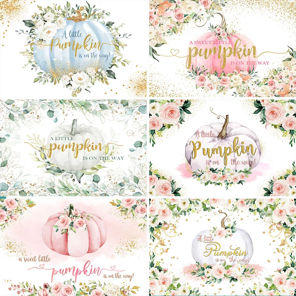 

Mocsicka Pink Pumpkin Baby Shower Backdrops A Little Pumpkin Is On The Way Kids Fall Birthday Decorations Photography Background