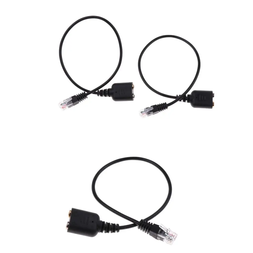 PC Earphone to Telephone RJ9 Wire Dual 3.5mm to RJ9 Headsets Converter Audio Adapter for Customer Service Phone