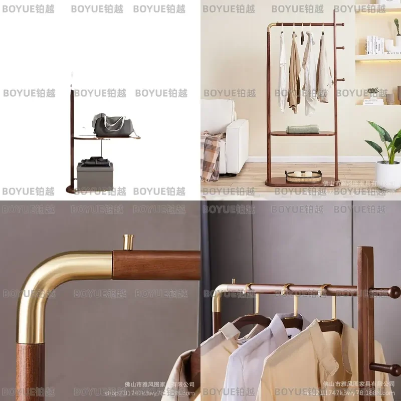 Solid Wood Floor Standing Coat Rack Modern Minimalist Hallway Clothes Hanger Bedroom Entryway Garment Organizer Furniture