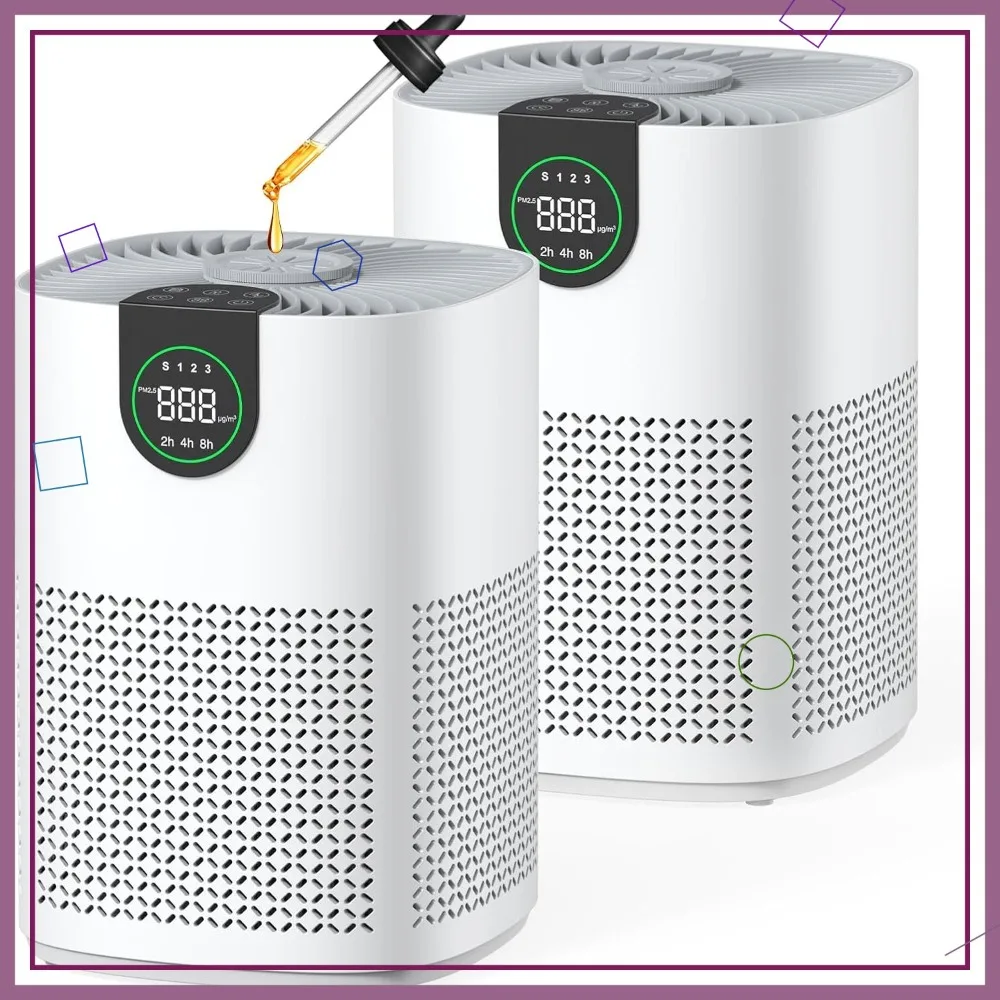 

2 Pack Air Purifiers for Home, Large Room up to 1200 sq.ft, H13 HEPA Washable Filter, PM2.5 Display, Sleep & Auto Mode