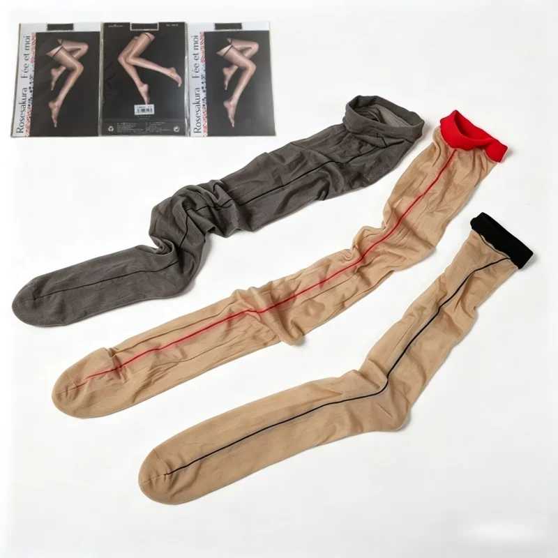 Wholesale Stockings With Retail Package Oil Shiny See Through Sheer Stockings High Elastic Women Back Seam Hosiery For Garters