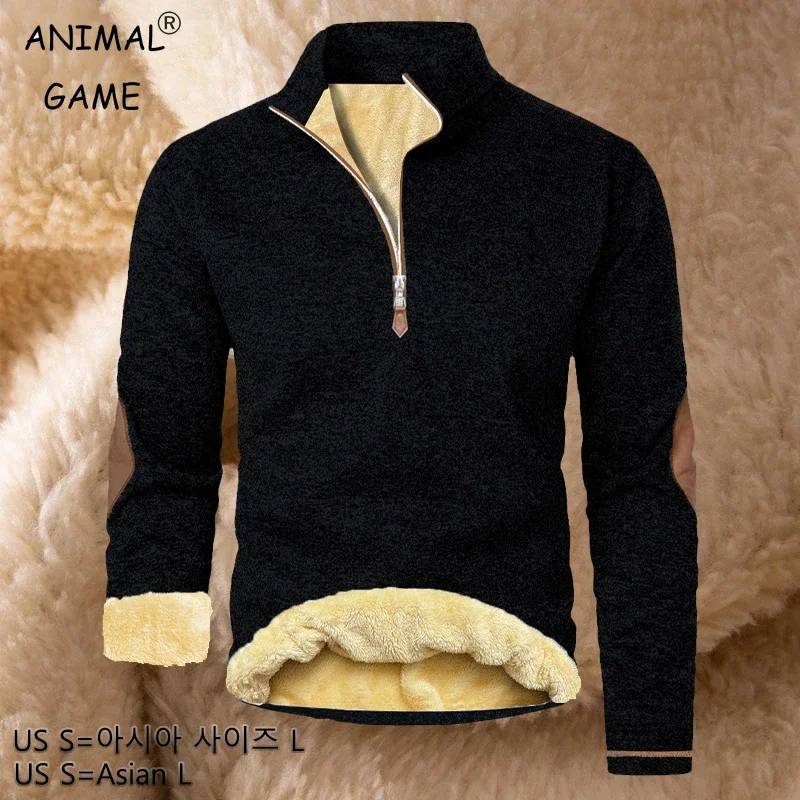 

Animal Game Outdoor Fleece Men's Long Sweatshirts Casual Zipper Pullover Jacket Coat Streetwear for Men Sport Zip Up Sweat Coats