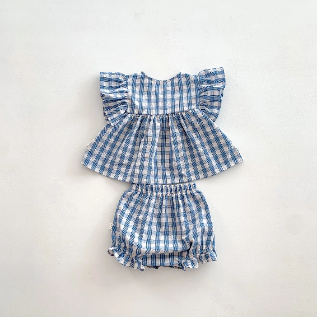 MILANCEL Baby Girls Summer Clothes Ruffle Tee And Bloomer 2Pcs Girls Outfit Plaid Tee Suit