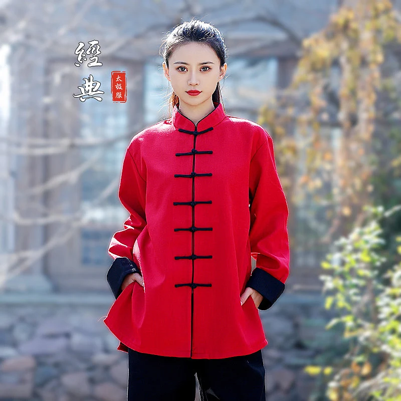 Unisex Tai Chi Suit Autumn/Winter Thickened Thermal Linen Cotton Blend Martial Arts Performance & Training Wear New Arrival 2024