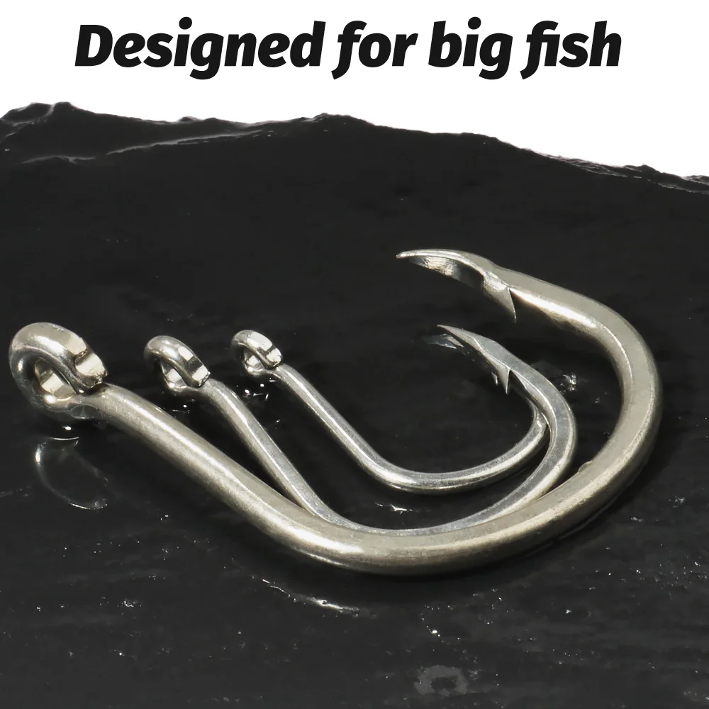 10PCS Big Fish Hook 1/0-7/0 Super Fishhook Steel Alloy Gaff Barbed Antirust Sharp Angle Radian Bend Tuna Fishing Circle Hooks