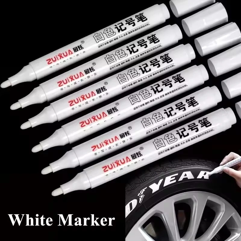 1/2/3 Stück weiße Markierungsstifte, 2,0 mm, ölig, wasserfest, weißer Gelstift, DIY-Graffiti-Skizziermarker, Schreibwaren, Schreibbedarf, Schulbedarf