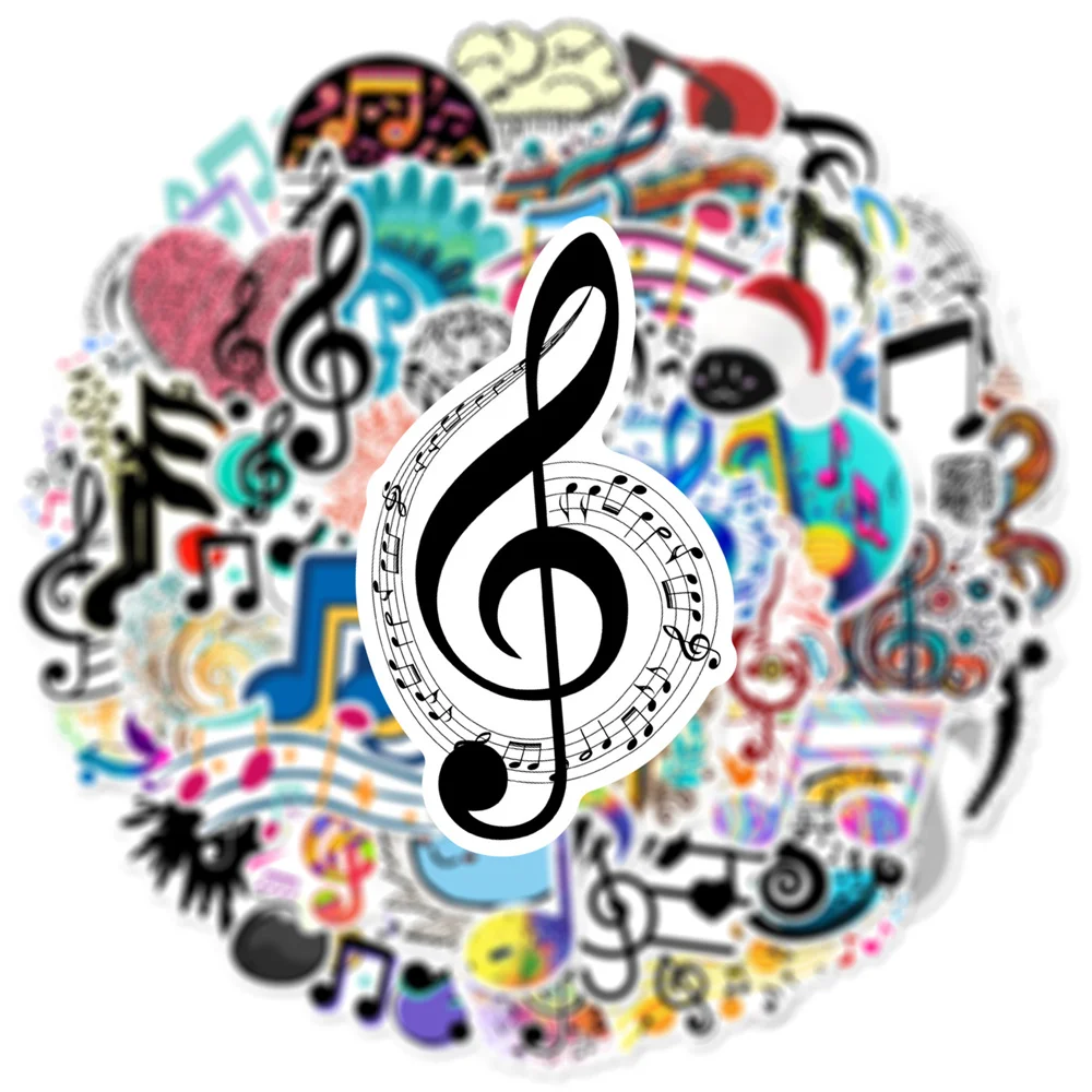 60pcs Aesthetic Music Symbols Graffiti Stickers For Laptop Stationery Ipad Phone Scrapbooking Supplies Sticker