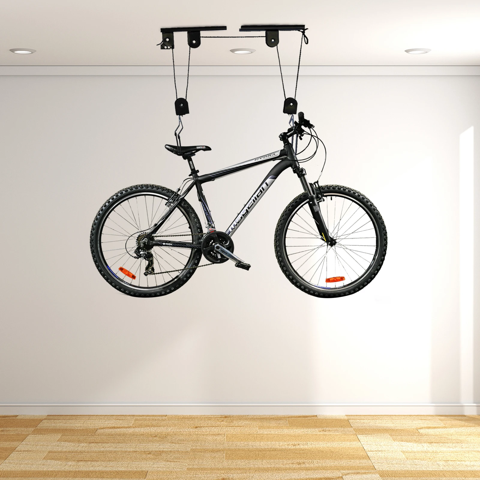 

Bike Hoist for Garage Ceiling Mount Pulley System Bike Storage, Set Of Bike Hangers for Garage Storage