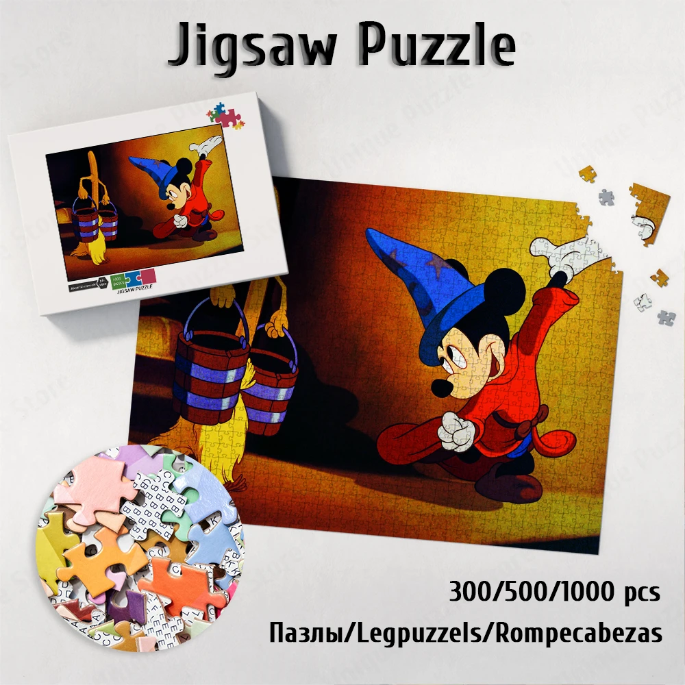 

Disney Retro Movie Large Adult Jigsaw Fantasia Games and Puzzles Classic Movie Cartoon Mickey Mouse Toys Hobby Children Restless