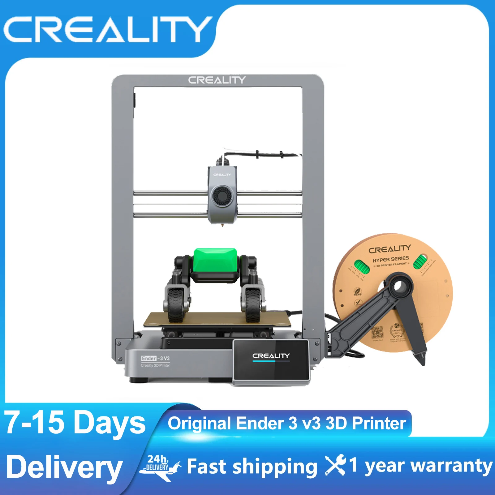 Creality Ender 3 V3 3D Printer 600mm/S Speed Clog-Free Extrusion 60W 300℃ Hotend Heater Auto Leveling With Core XZ Motion System