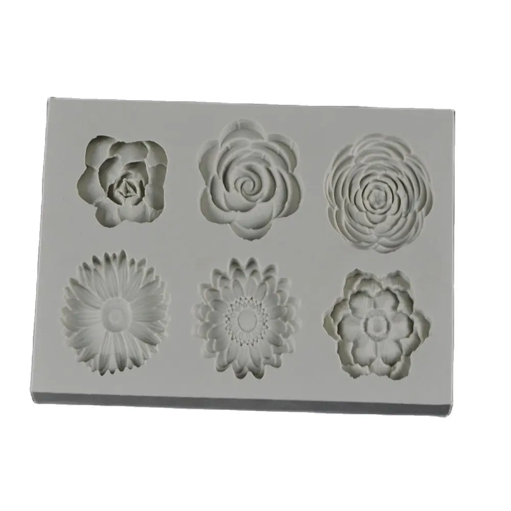 6 Even The Flowers Silicone Cake Chocolate Soap Pudding Jelly Candy Ice Cookie Biscuit Mold Mould Pan Bakeware H748