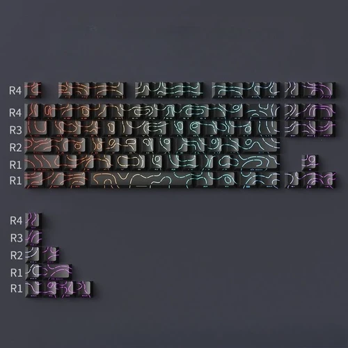 Imagen 2 del producto Teclas mecánicas para teclado de juegos, 97 unidades, para interruptor magnético F75 GMK87-97, juego de teclas Contour 4,0, PBT grabado lateralmente, translúcido