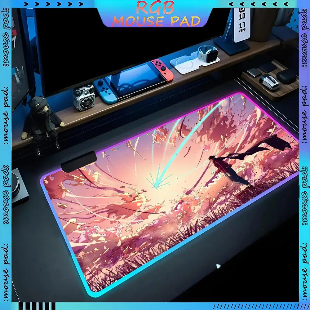 Fantasy Mythology Future Art Mouse Pad RGB Pc Accessories LED Game Desk Mat E-sport Table Protector Neon Keyboard Mat Backlit Ca