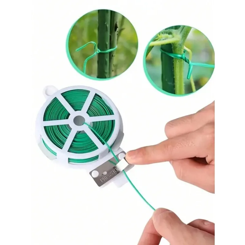 1pc Reusable Plastic Garden Plant Tie Reel - Multi-use Durable Tree Tie Cable With Cutter For Home & Garden