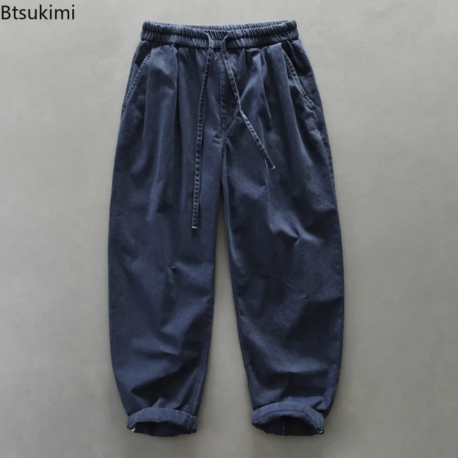 2025 Men's Autumn New Casual Trousers Vintage Simple Straight Baggy Pants Comfortable 100% Cotton Cargo Pants Men Joggers Pants