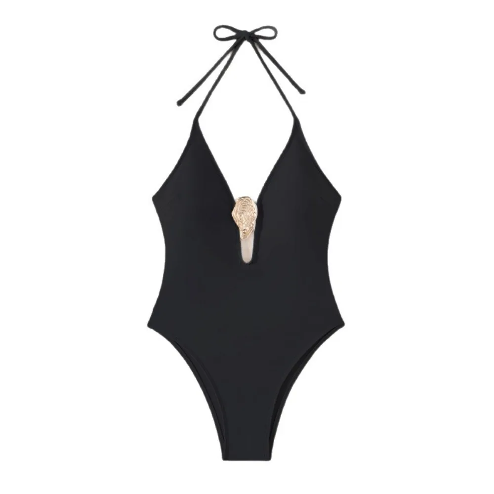 عميق الخامس مثير بيكيني الملابس النسائية الثلاثي جوفاء ملابس السباحة اللياقة البدنية الجسم جمع بلون قطعة واحدة