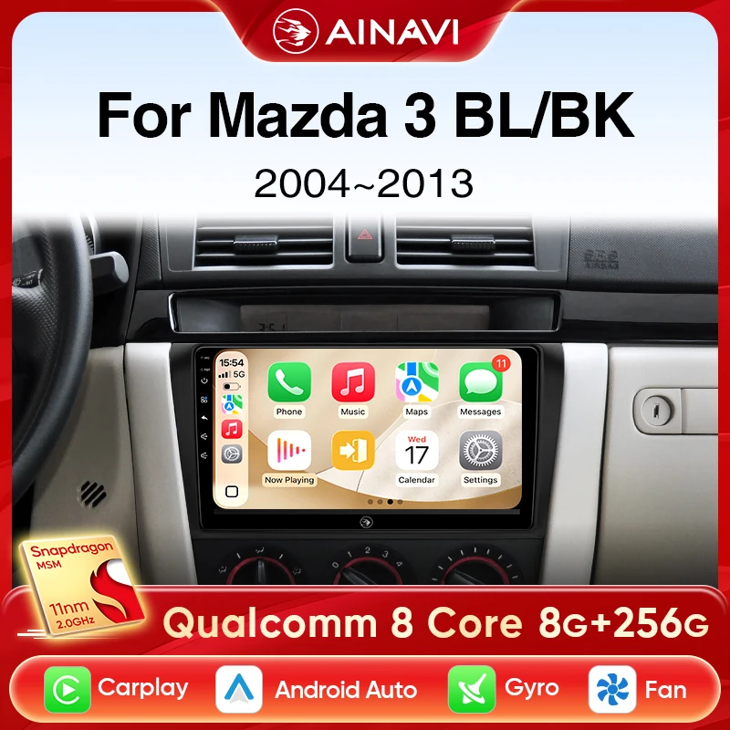Ainavi Car Radio For Mazda 3 BK BL Series 2004 - 2013 Wireless Android Auto Carplay Car Multimedia Video Player 2 Din