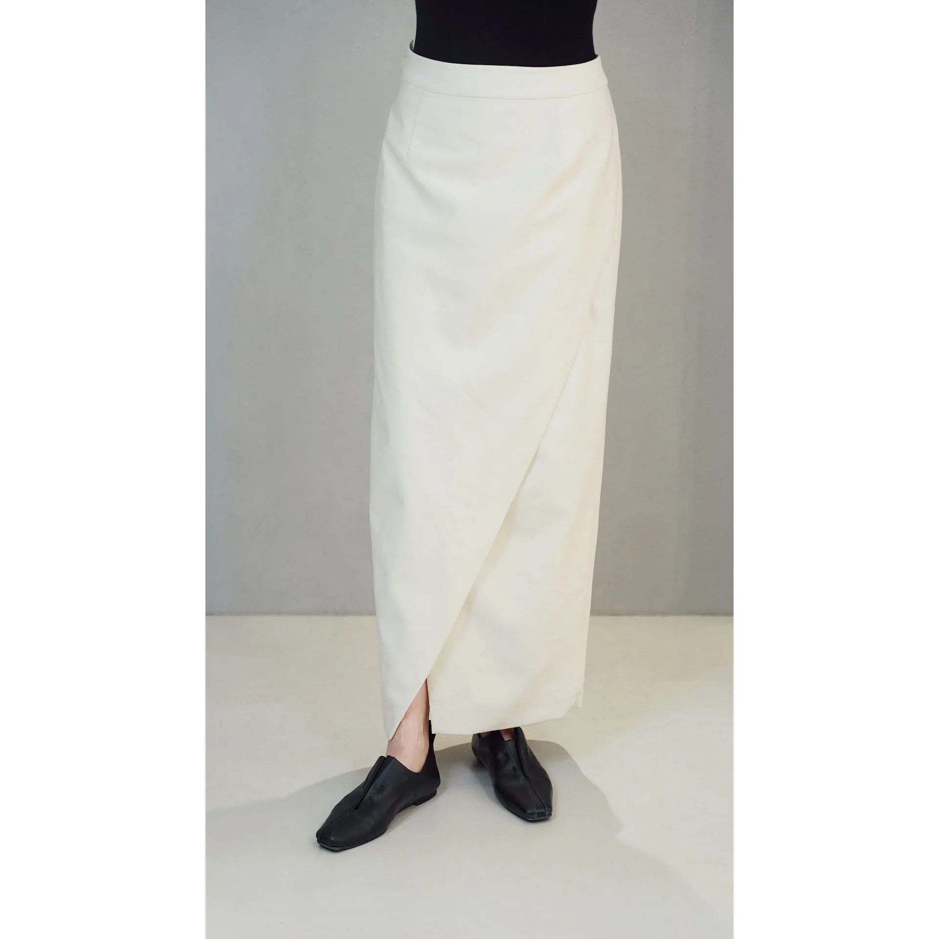 

Double-Sided Wearable Long Woolen Skirt Oriental Beau Series Ele Cotton Wool Blend Midi Skirt Versatile White Houtoo...