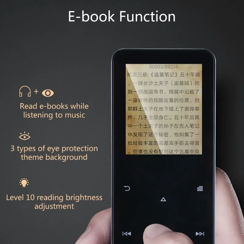 مشغل MP3 معدني مزود بتقنية البلوتوث مع مكبر صوت ستيريو HiFi - جهاز Walkman محمول، أدوات تحكم باللمس، مسجل صوت، هدية مثالية للأطفال