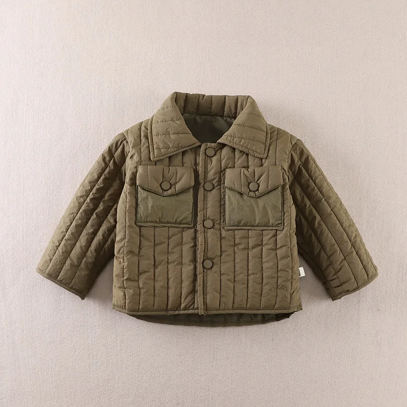 New Children Daily Cotton-padded Jacket For Boys Winter Top Coat Kids Warm Thick Lapel Quilted Coat Kids Causal Outerwear 6M-5Y