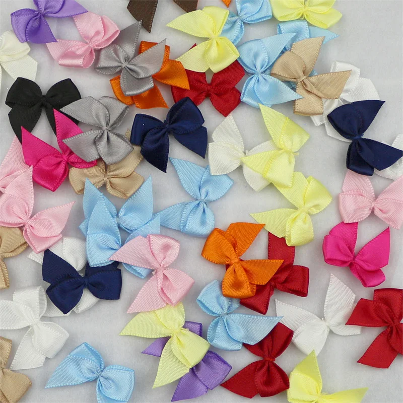 100pcs 25mm Satin Ribbon Bowknots DIY Wedding Christmas Clothes Party Decor Hair Accessories Gift Box Packing Materials Bows