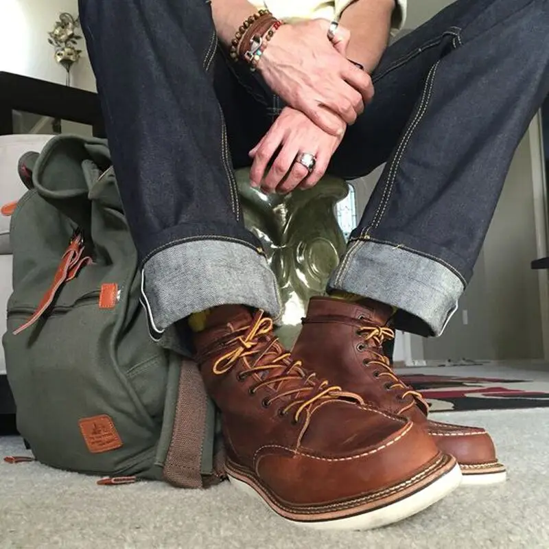 Classic Replicated American  Boots Men's High Top Work Boots Genuine Leather Retro Fashionable Men's Shoes