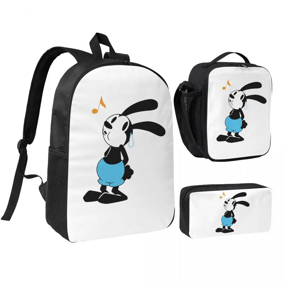 Nervous Oswald Backpack Student BookBag School Bag Shoulder Bags 3ps Insulated Lunch Bag Pencil Case