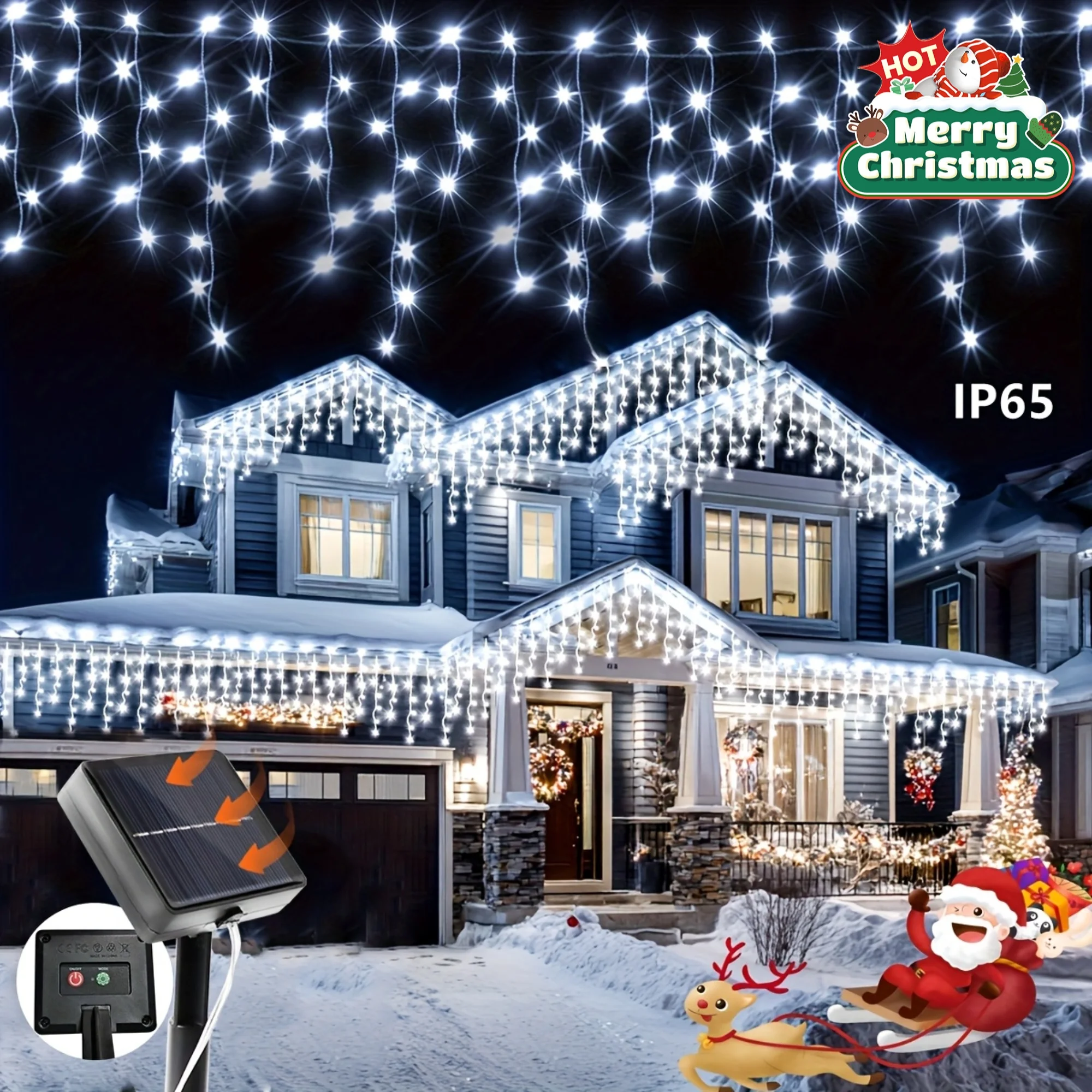 

1pc Solar String Lights Outdoor Solar Powered LED Lights Christmas Eaves Window Yard Tree Outside Solar-Powered Fairy Light